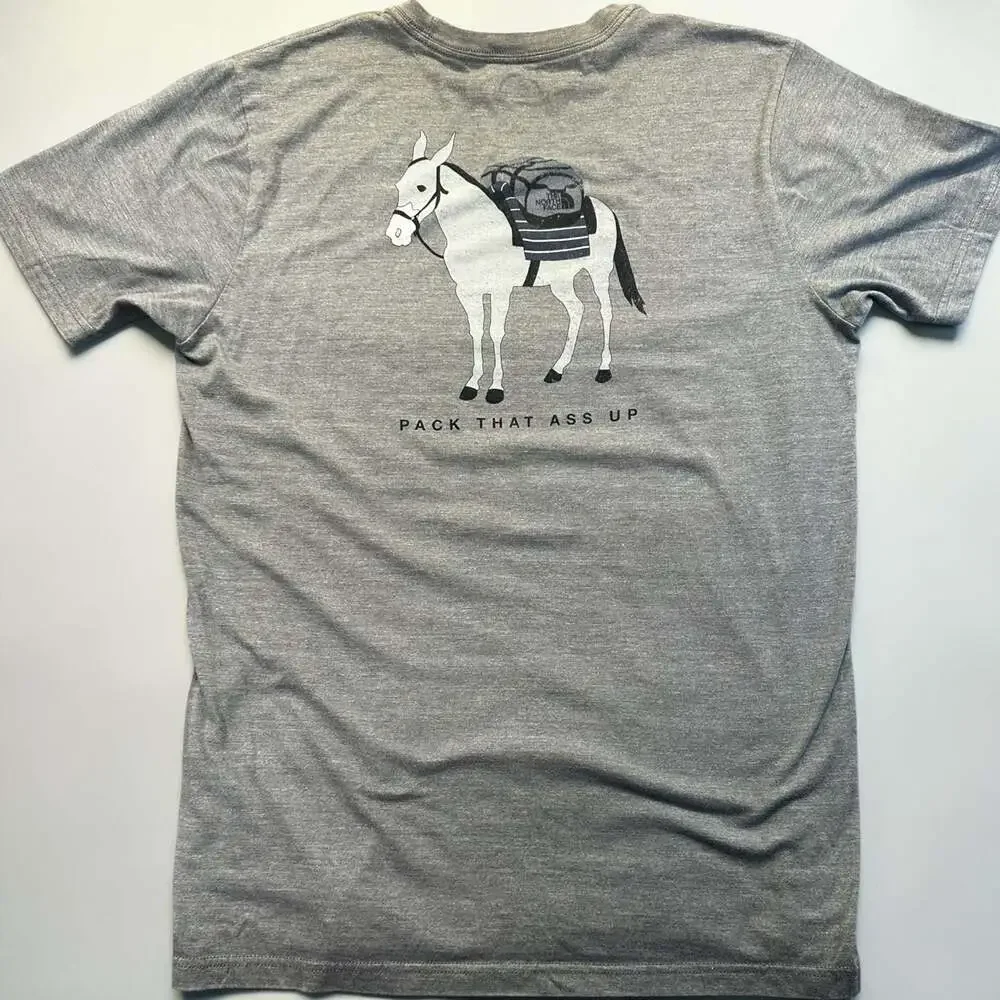 The North Face 'Pack That Ass Up' Graphic T-Shirt Gray Slim Fit Funny Classic